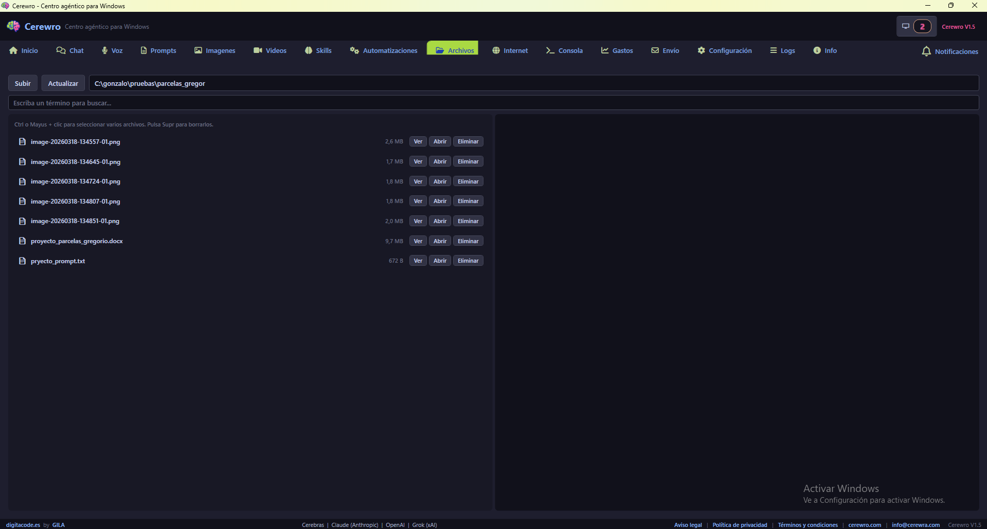 Explorador de archivos de Cerewro
