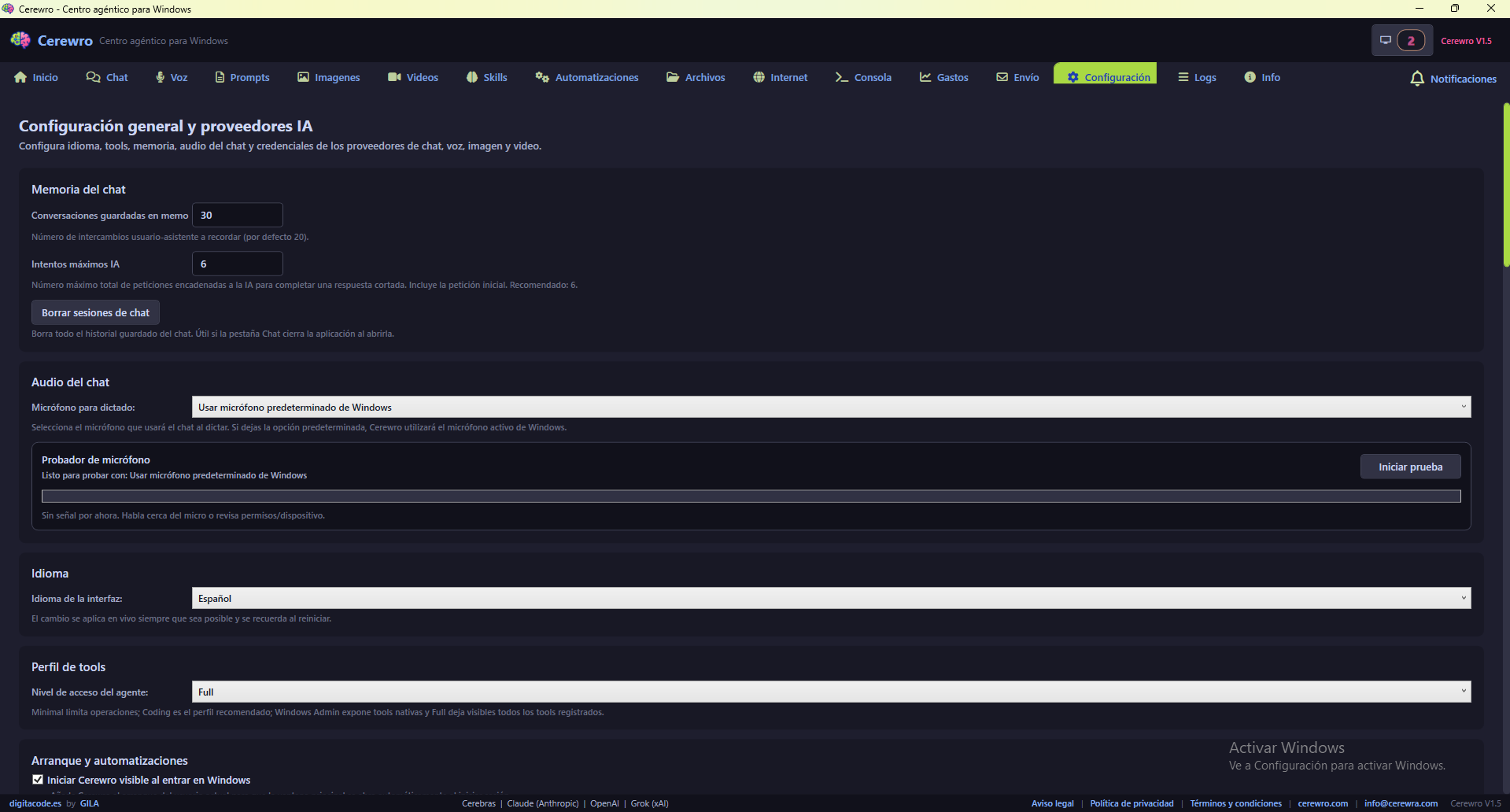 Memoria, audio e idioma