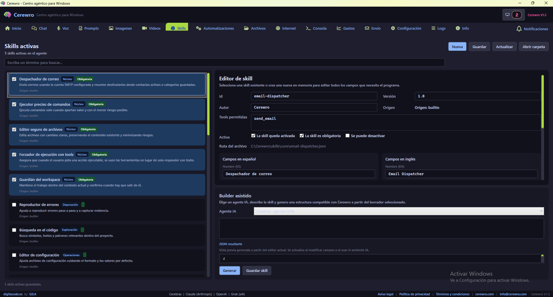Gestión de Skills en Cerewro